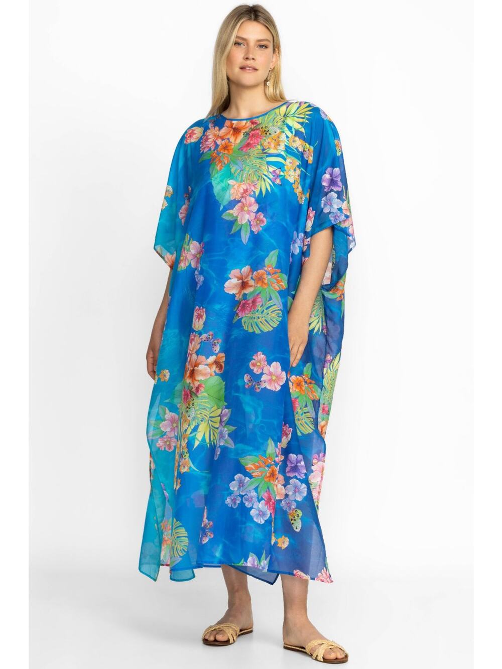 New Johnny Was Water Tropic Tie Dye Kaftan, Size 1X $298